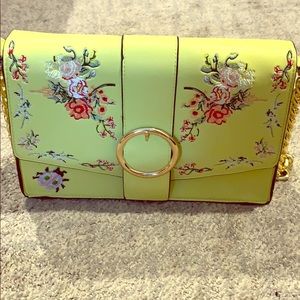 Yellow embroidered purse